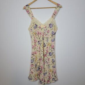 Vtg Inner Most Womens Yellow Floral Slip Dress Sz M Lace Feminine Coquette Fairy